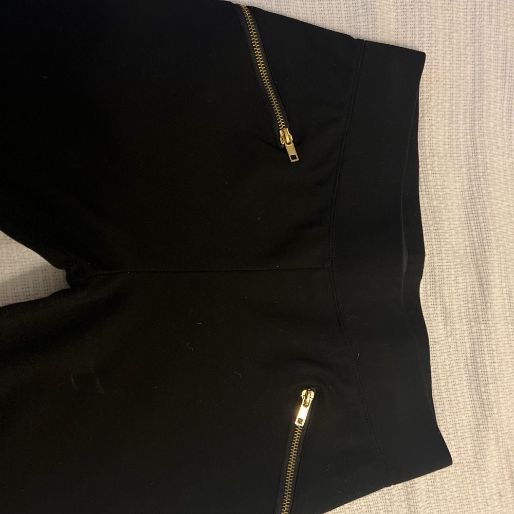 Black with gold zipper skinny leggings